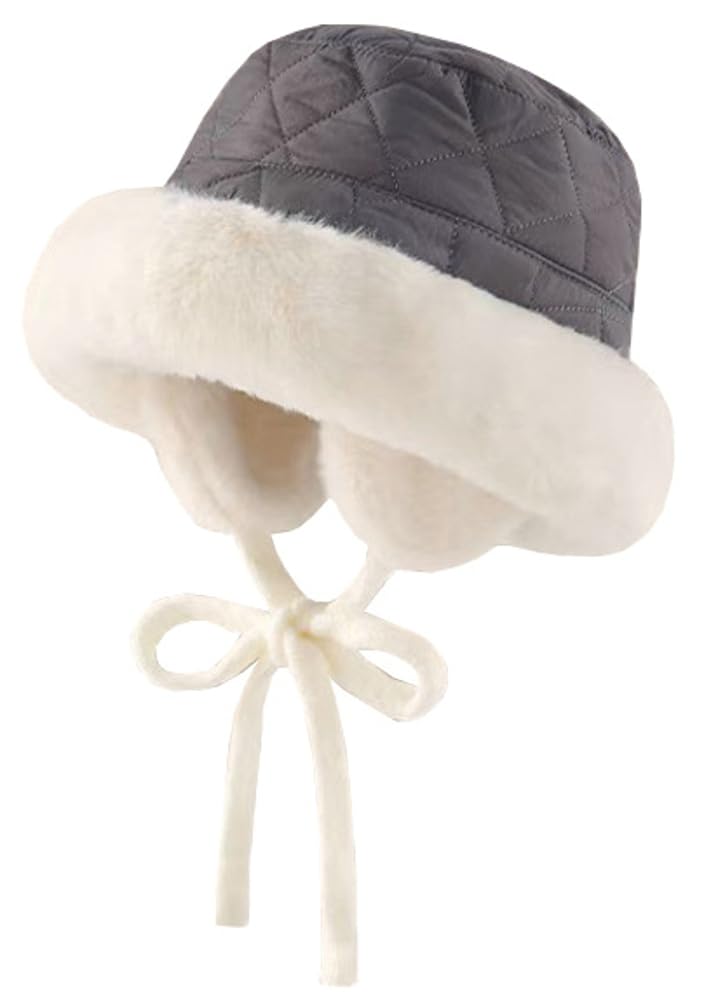 Winter suede boater hat with earflaps for ladies and gentlemen, plush faux fur boater hat without brim, no-top hat, bell-shaped pilot hat
