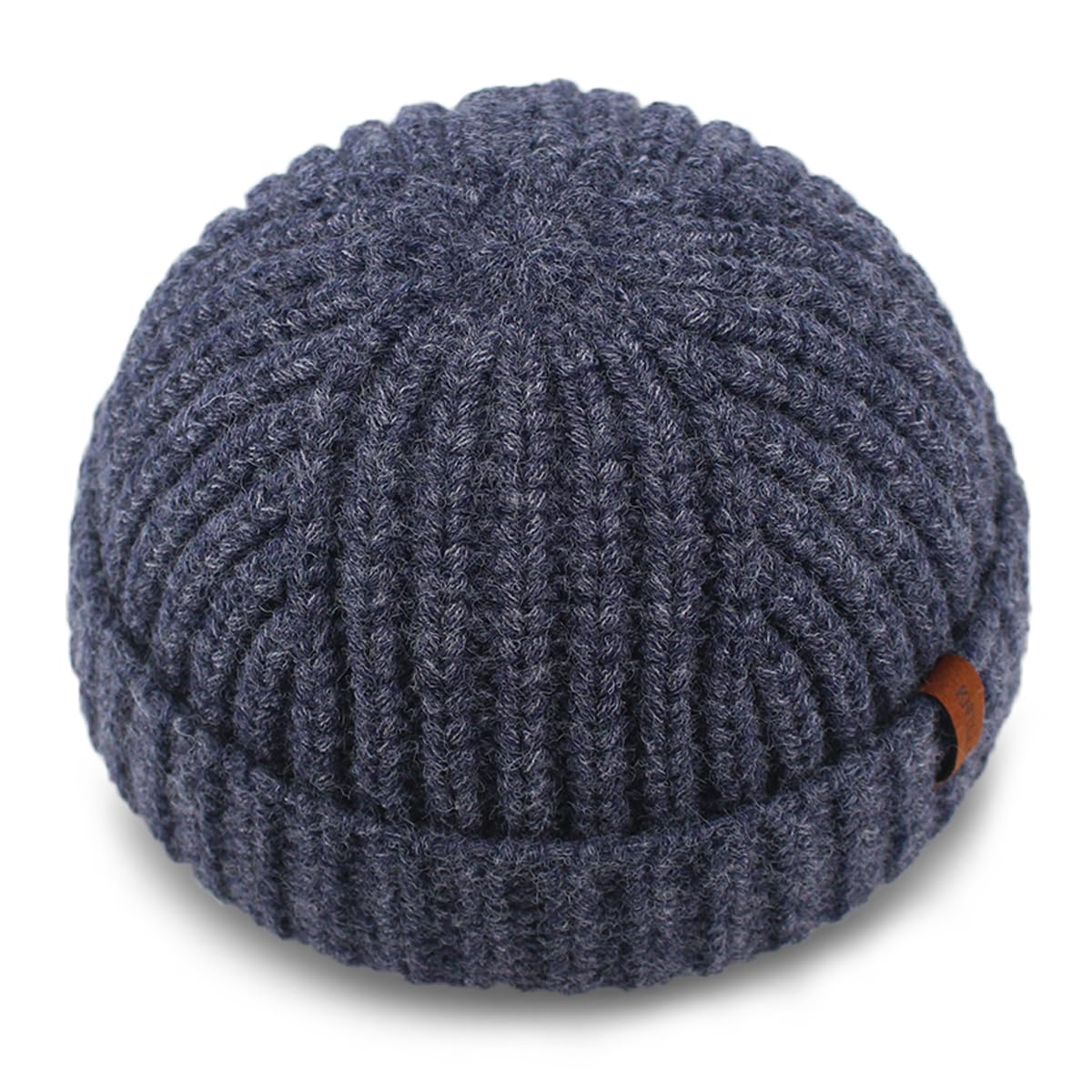 Coarse wool fisherman short brimless hat skull cap for men, men's thick skating streetwear fisherman brimless hat daily cap