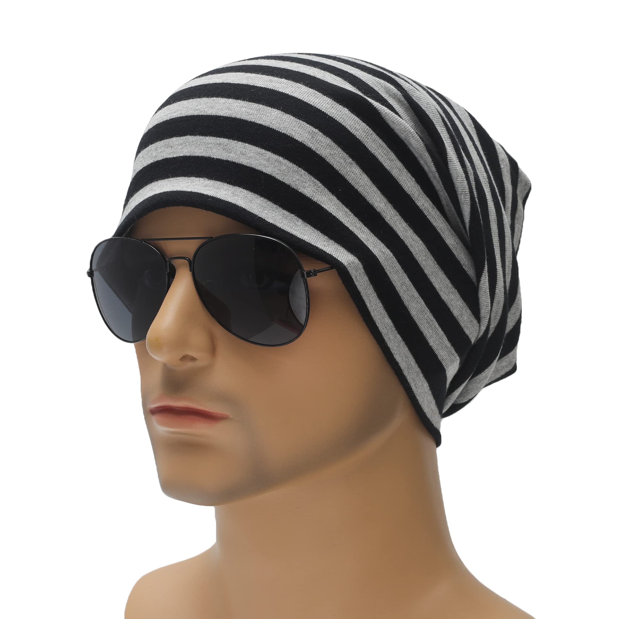 Cotton lightweight casual brimless hat - stylish, soft and elastic knitted skull cap for both men and women