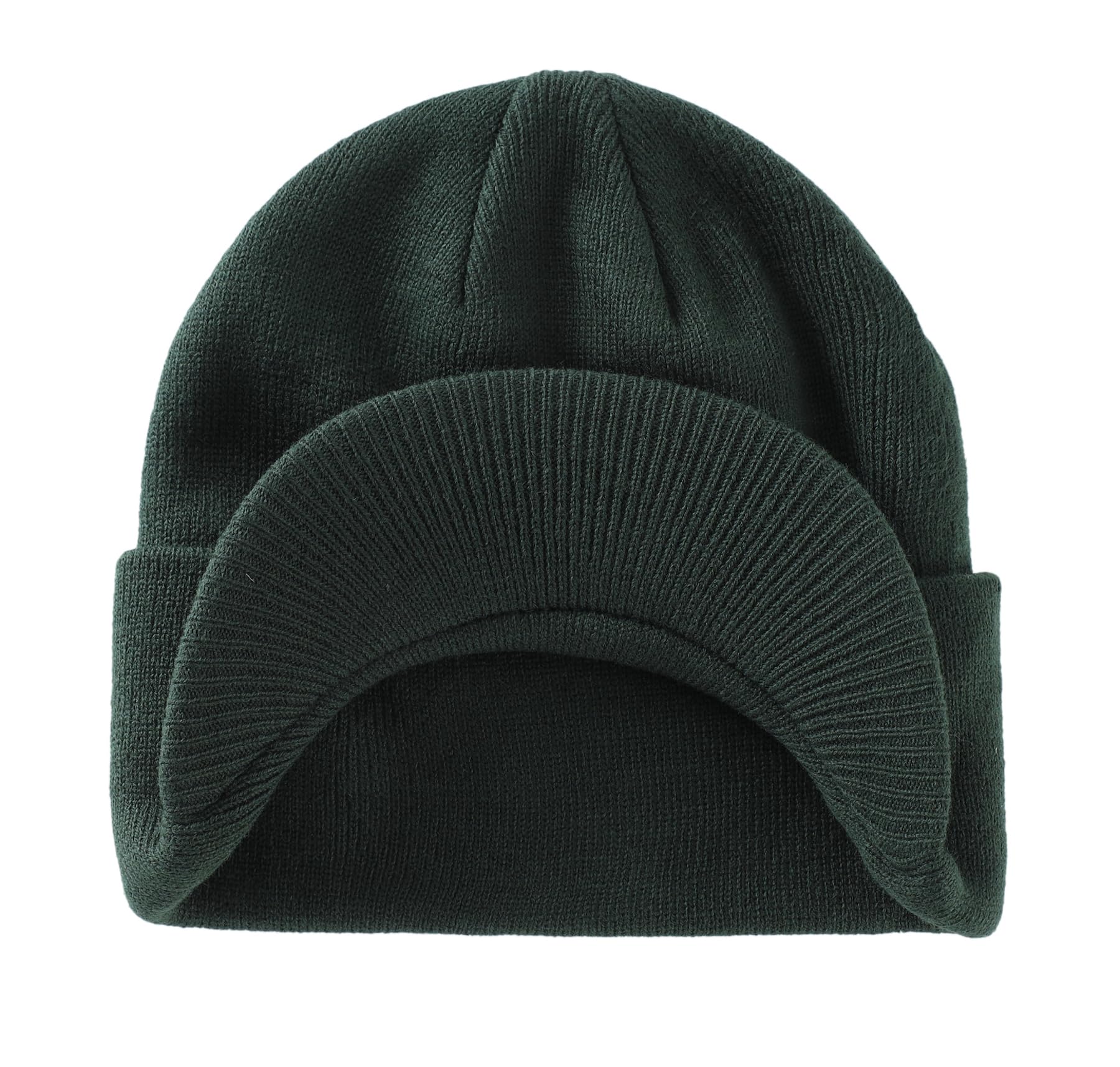 Men's winter beanie with brim for warmth, double-knit cuffs, no brim