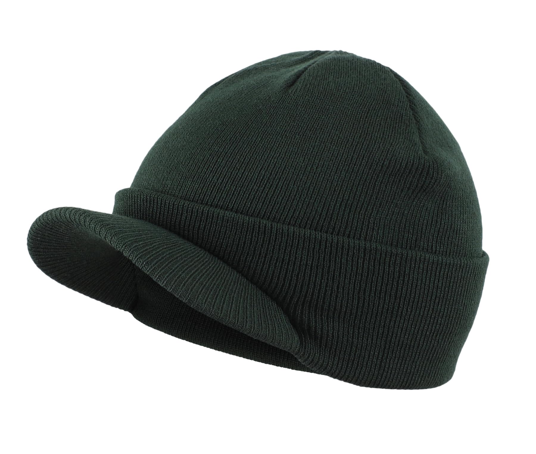 Men's winter beanie with brim for warmth, double-knit cuffs, no brim