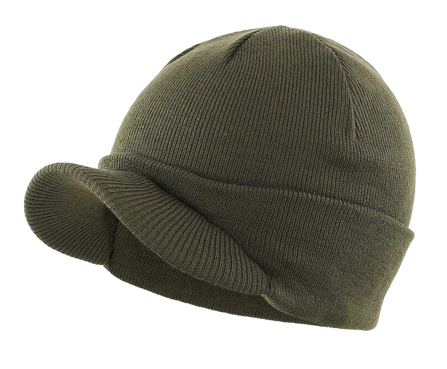 Men's winter beanie with brim for warmth, double-knit cuffs, no brim