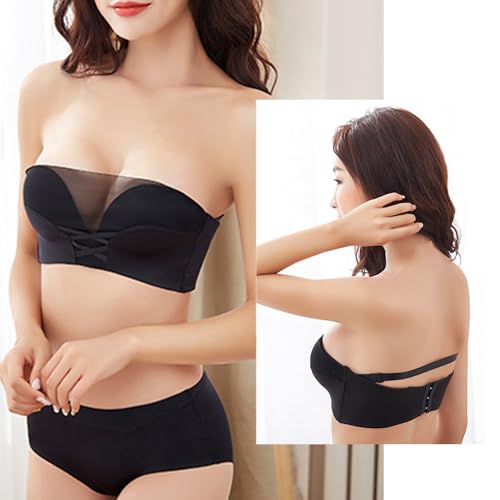 Women's Bra Without Underwire Set Strapless Bras Panties Full Cups Removable Straps Push Up Soft Strong Hold Classic Underwear and Briefs Comfort
