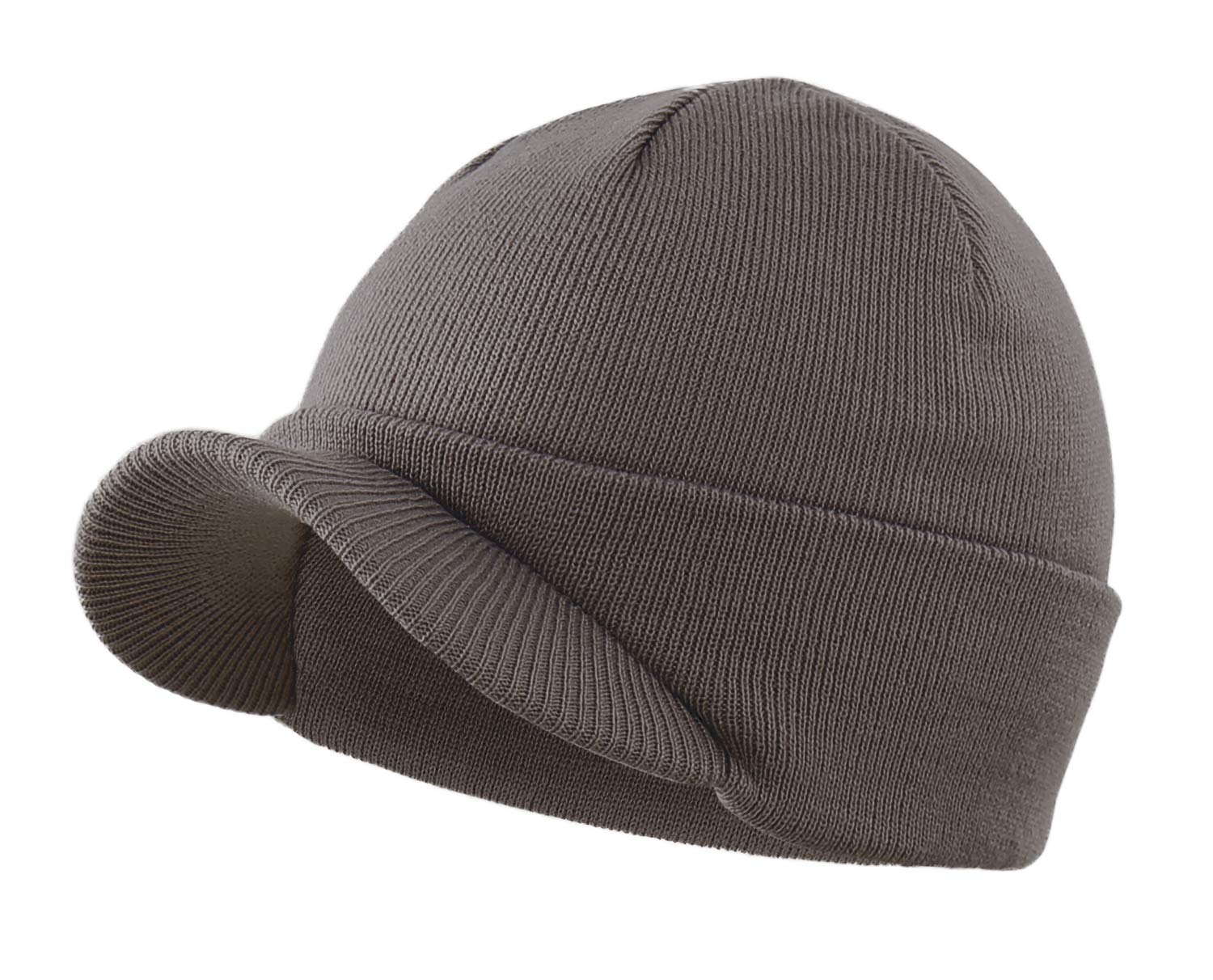Men's winter beanie with brim for warmth, double-knit cuffs, no brim