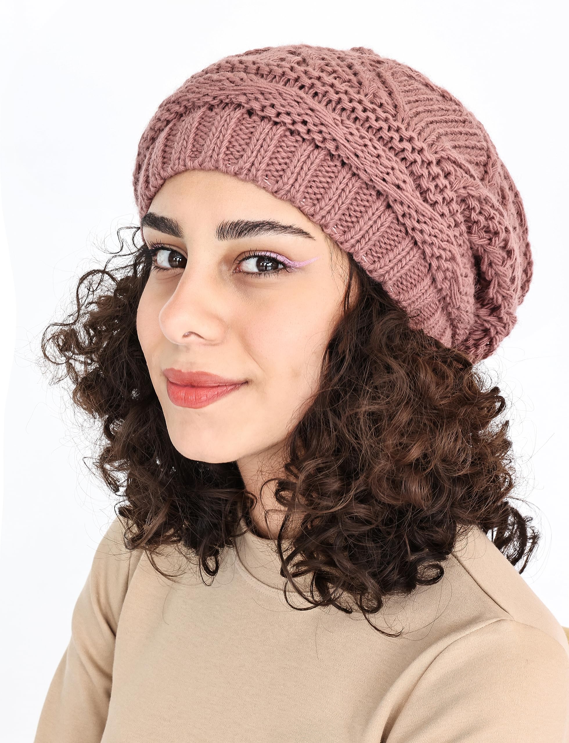 Knitted loose oversized soft and warm winter brimless hat