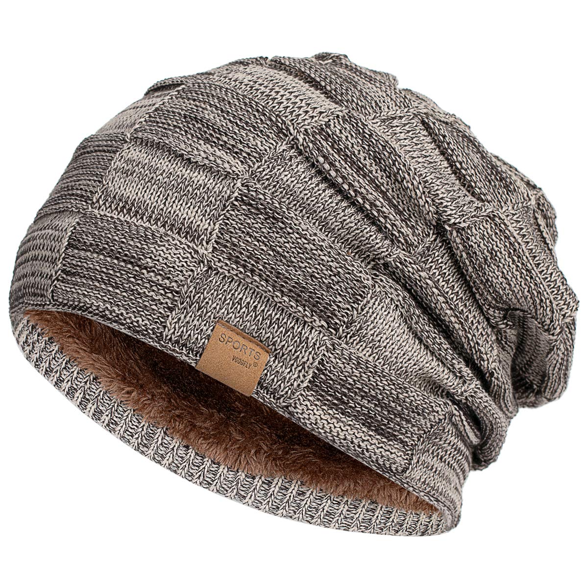 Men's winter beanie with brim for warmth, double-knit cuffs, no brim