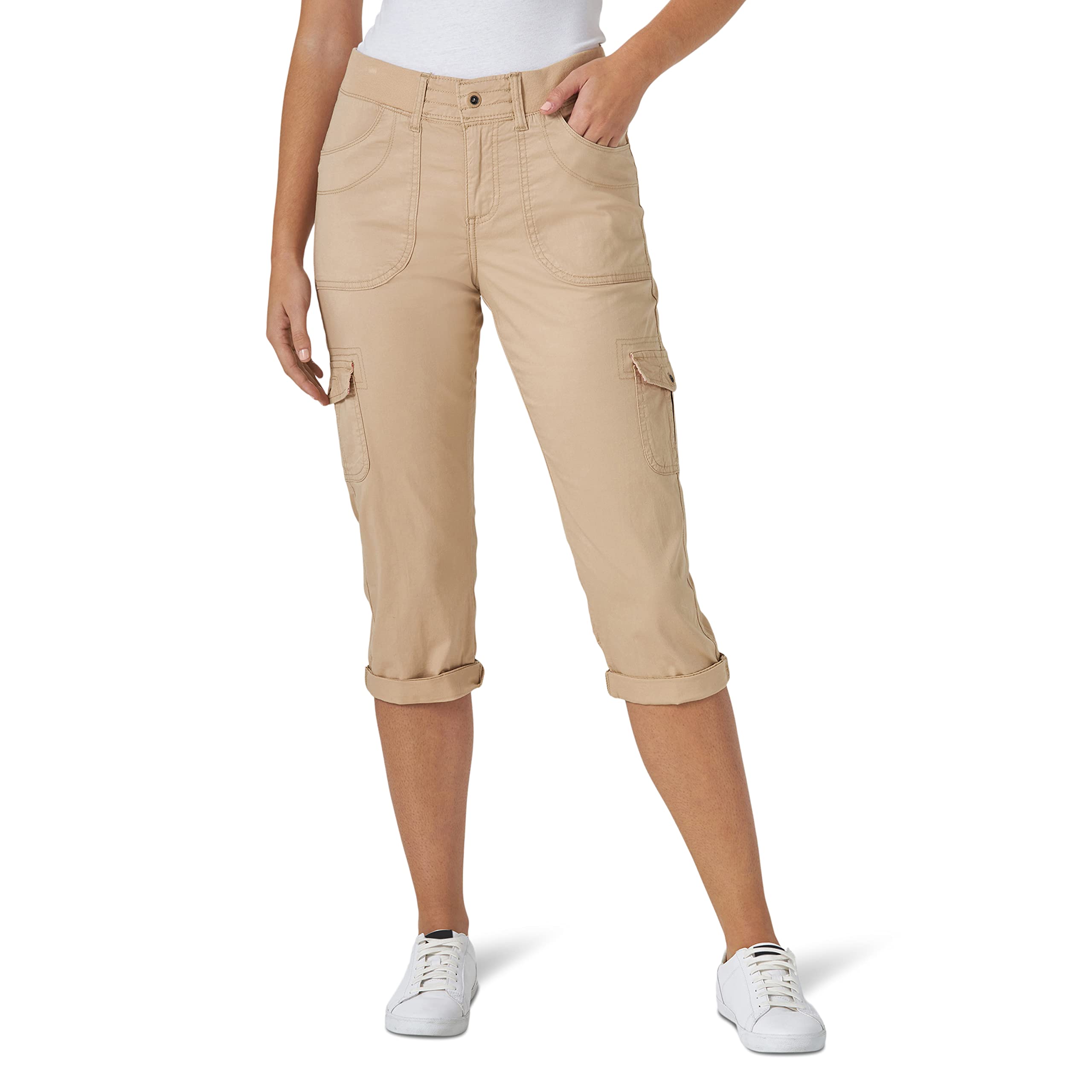 Women's Relaxed Fit Austyn Knit Waist Cargo Capri Trousers