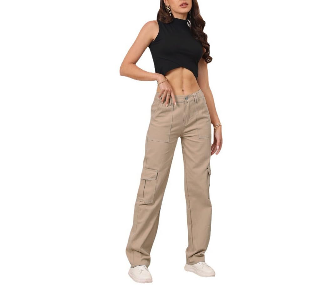 Cargo Pants for Women High Waisted Casual Pants Y2K Streetwear with 6 Pockets