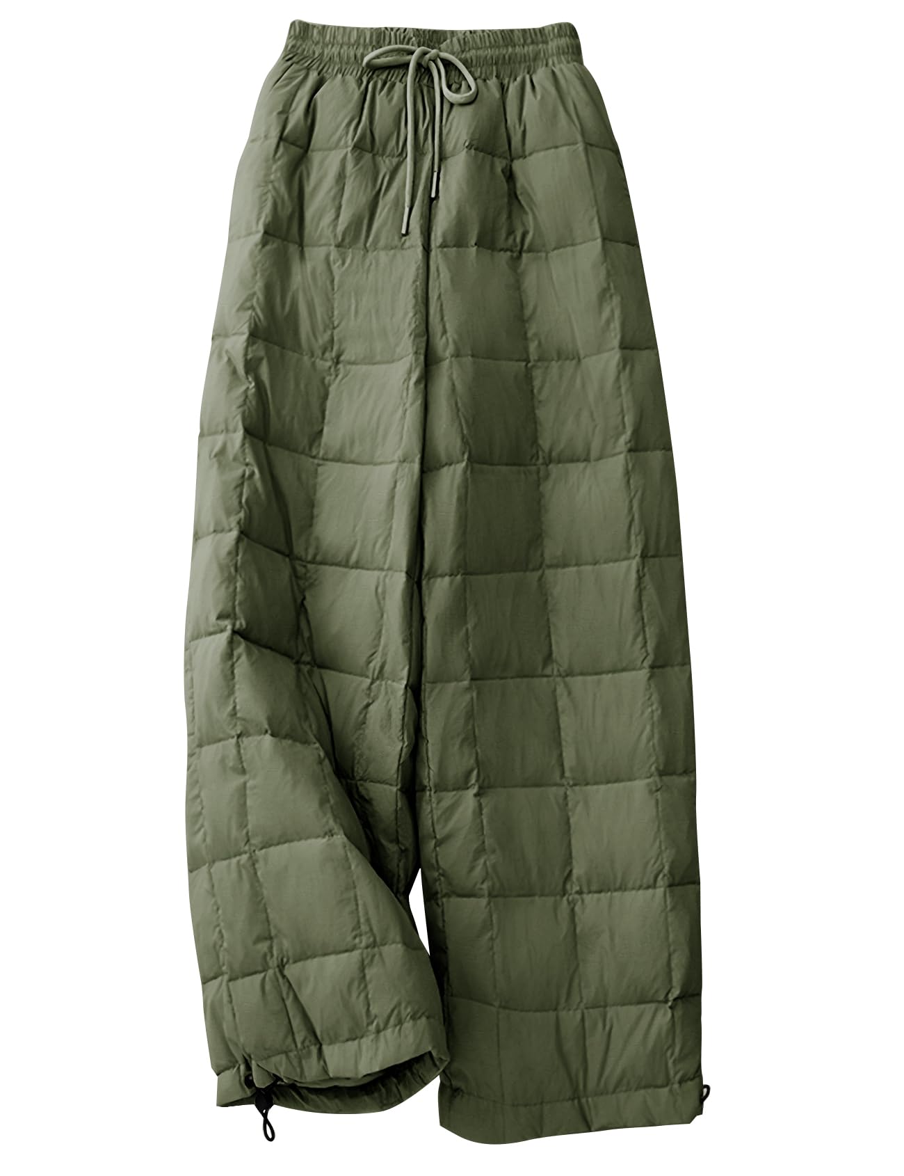 Women Winter Pants Lightweight Quilted Puffy Down Snow Pants Casual Baggy Wide Leg Trousers with Pockets