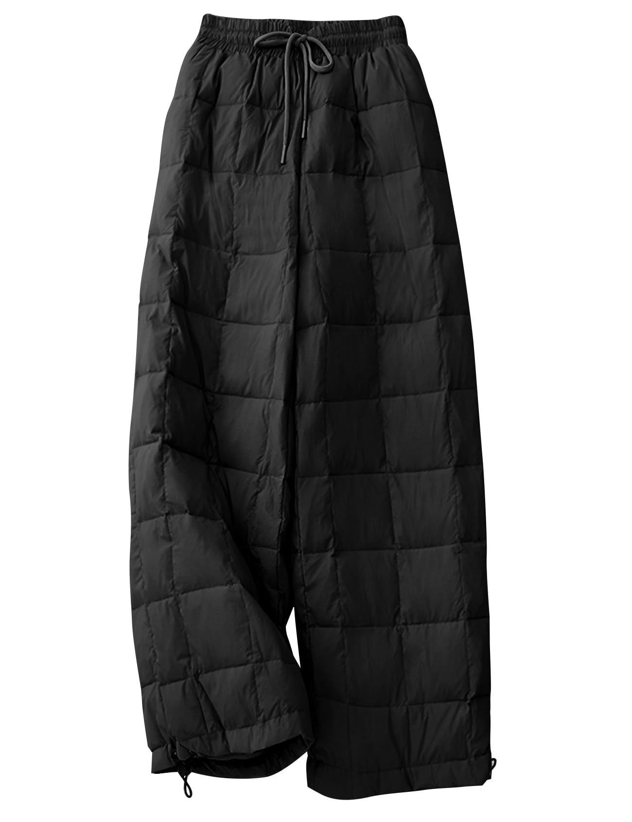 Women Winter Pants Lightweight Quilted Puffy Down Snow Pants Casual Baggy Wide Leg Trousers with Pockets