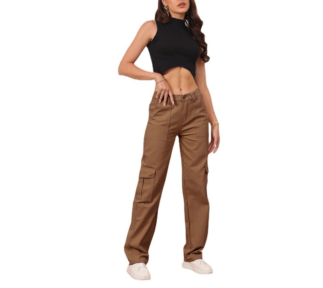 Cargo Pants for Women High Waisted Casual Pants Y2K Streetwear with 6 Pockets