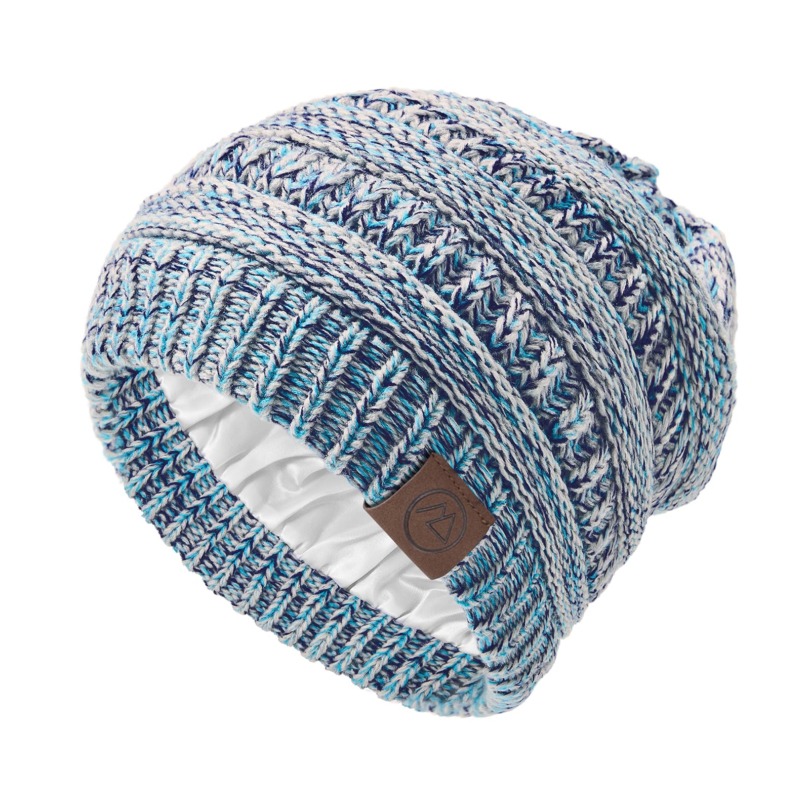 Lace-lined brimless women's winter hat with silk lining, casual and cute winter warm-up knitted ski cap