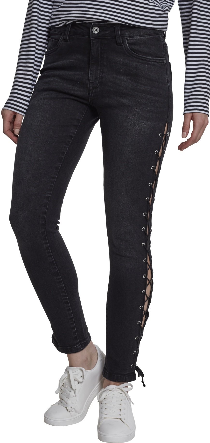 Women's Ladies Denim Lace Up Skinny Pants Jeans