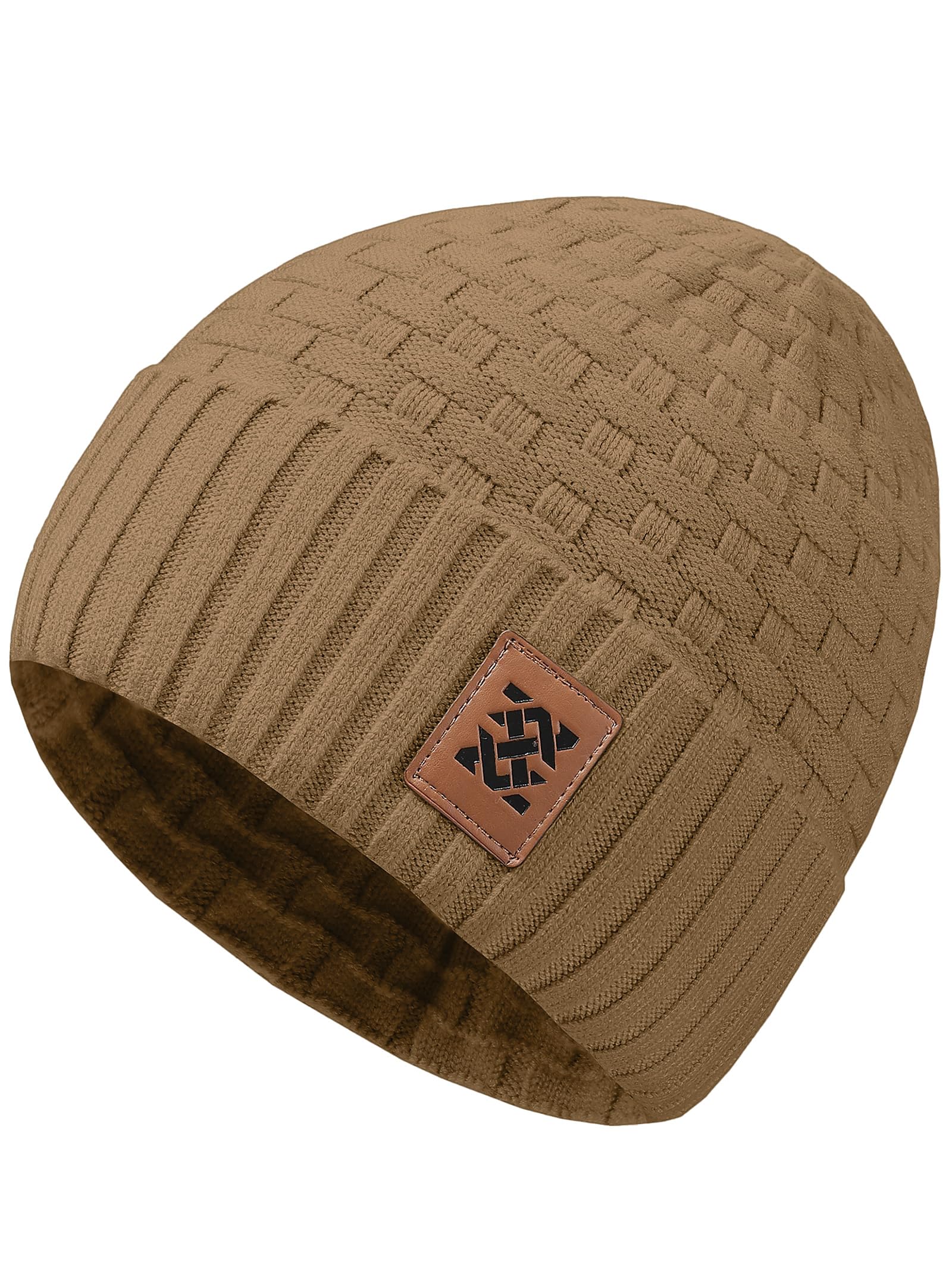 Unhooded hat - a warm winter knit cap for both men and women, featuring a comfortable and thick design, with a daily ribbed style
