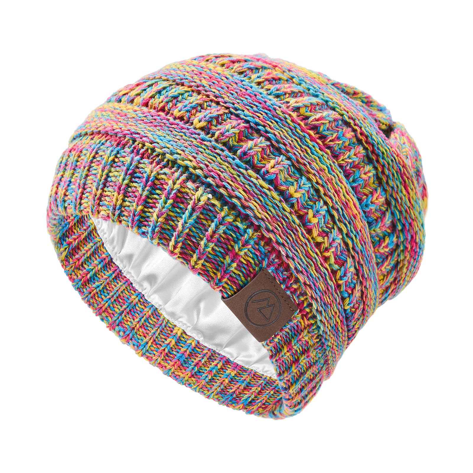 Lace-lined brimless women's winter hat with silk lining, casual and cute winter warm-up knitted ski cap