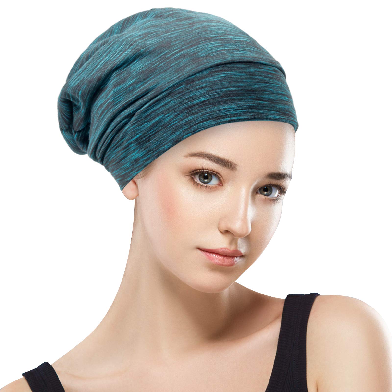 Silk satin lined sleep cap - Adjustable fixed overnight hair wrap cap with a relaxed beanie style, suitable for protecting curly hair of both women and men - Blended purple