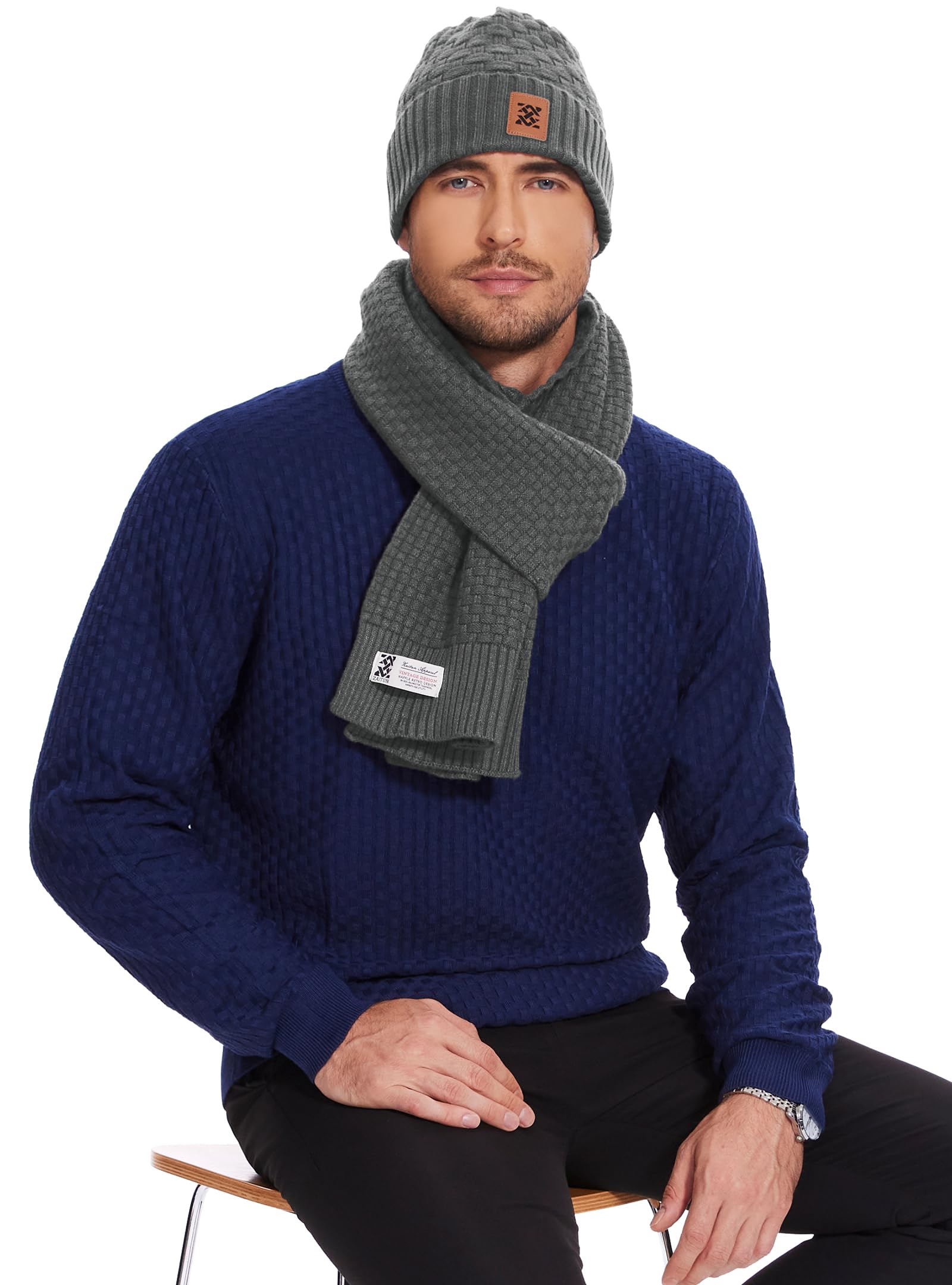 Unhooded hat - a warm winter knit cap for both men and women, featuring a comfortable and thick design, with a daily ribbed style