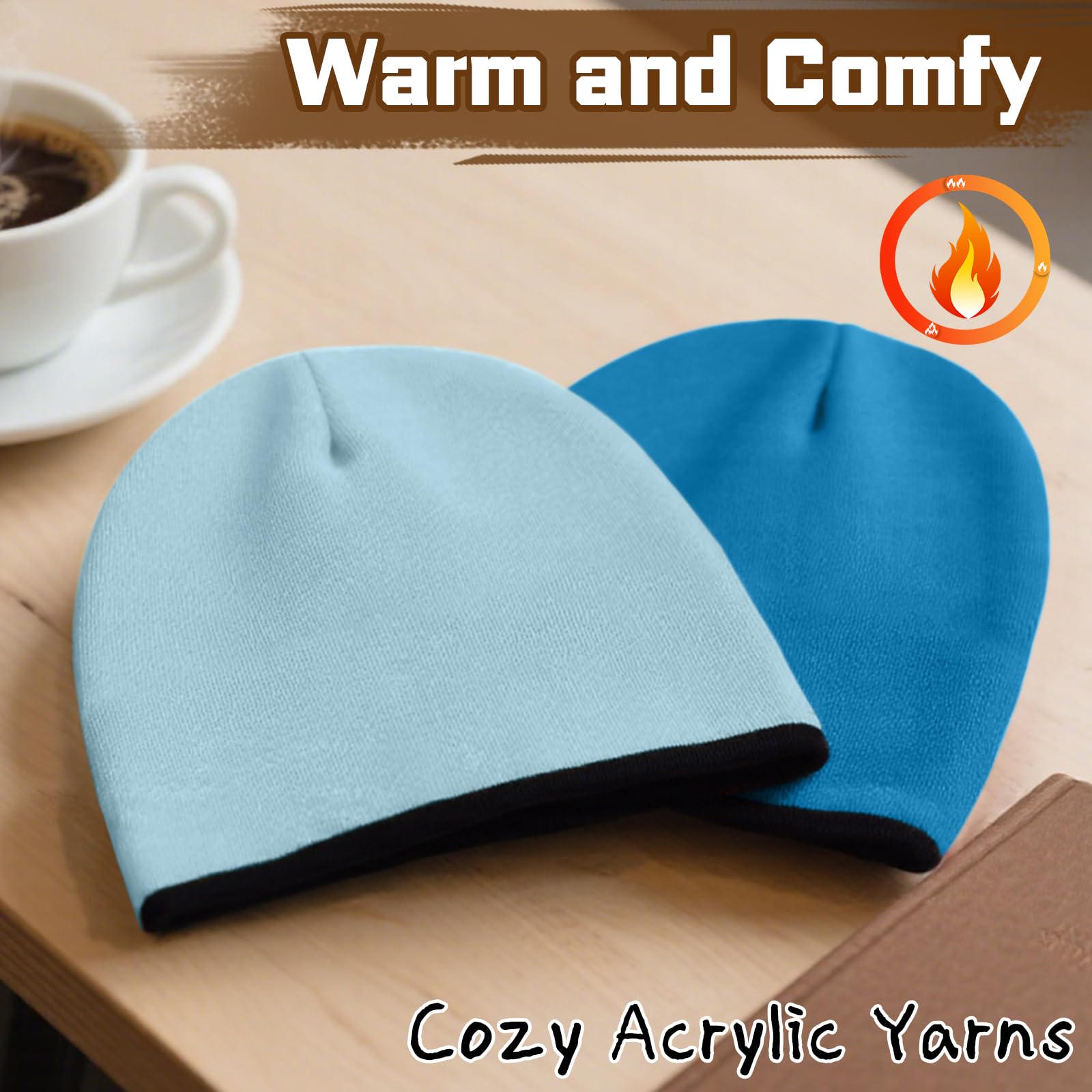 Double-faced Skull Cap for Men and Women - Double-faced Unbrimmed Winter Fisherman Hat - Double-faced Warmth Winter Hat