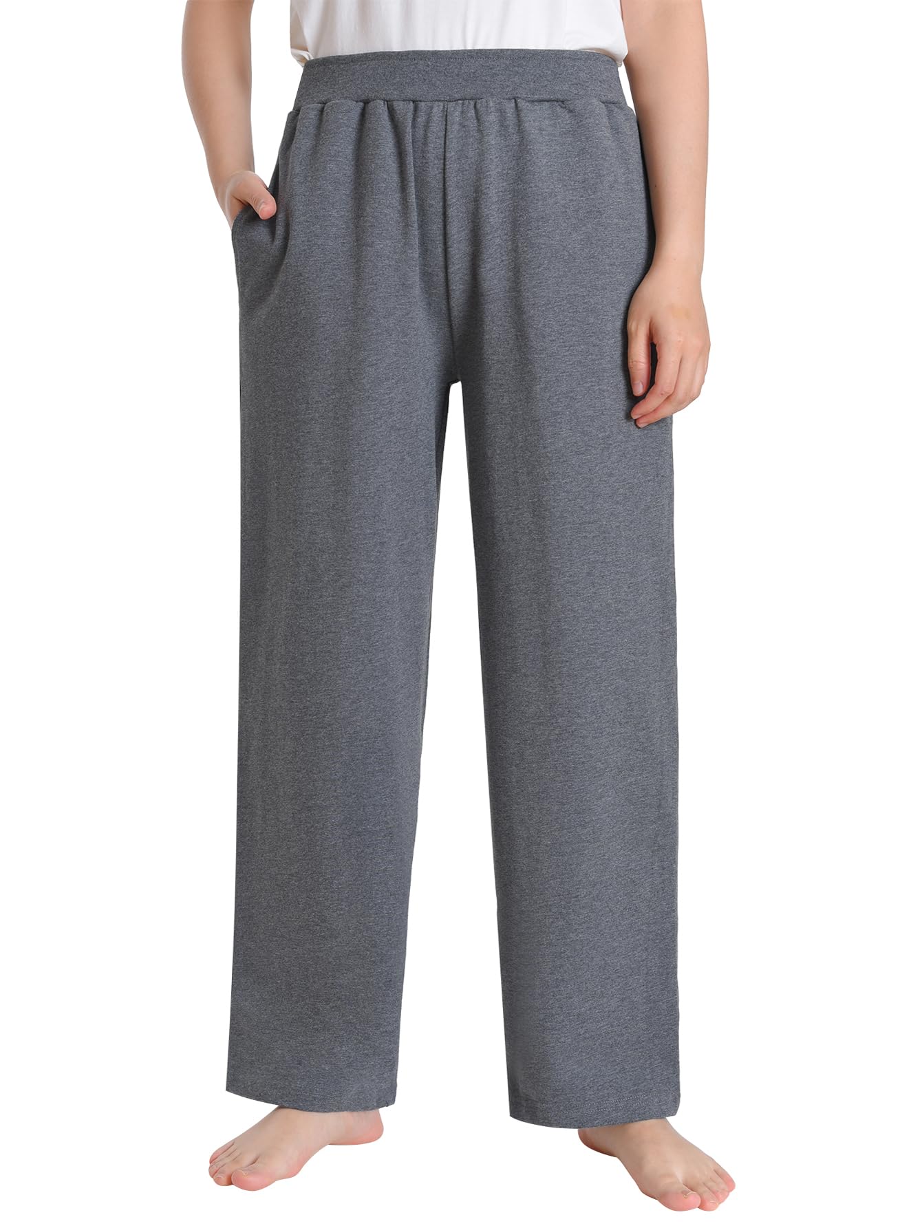 Women's Petite Wide Leg Lounge Pants Loose Fit Cotton Pants