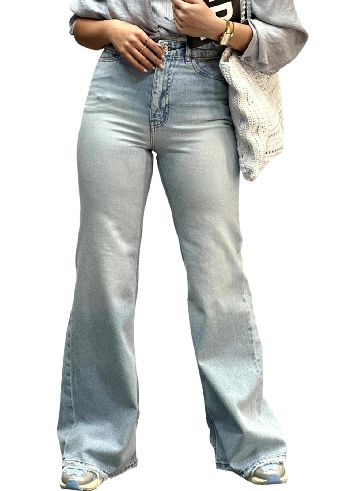 Women's Flare High Waisted Bell Bottom Wide Leg Jeans Stretch Classic Denim Pants