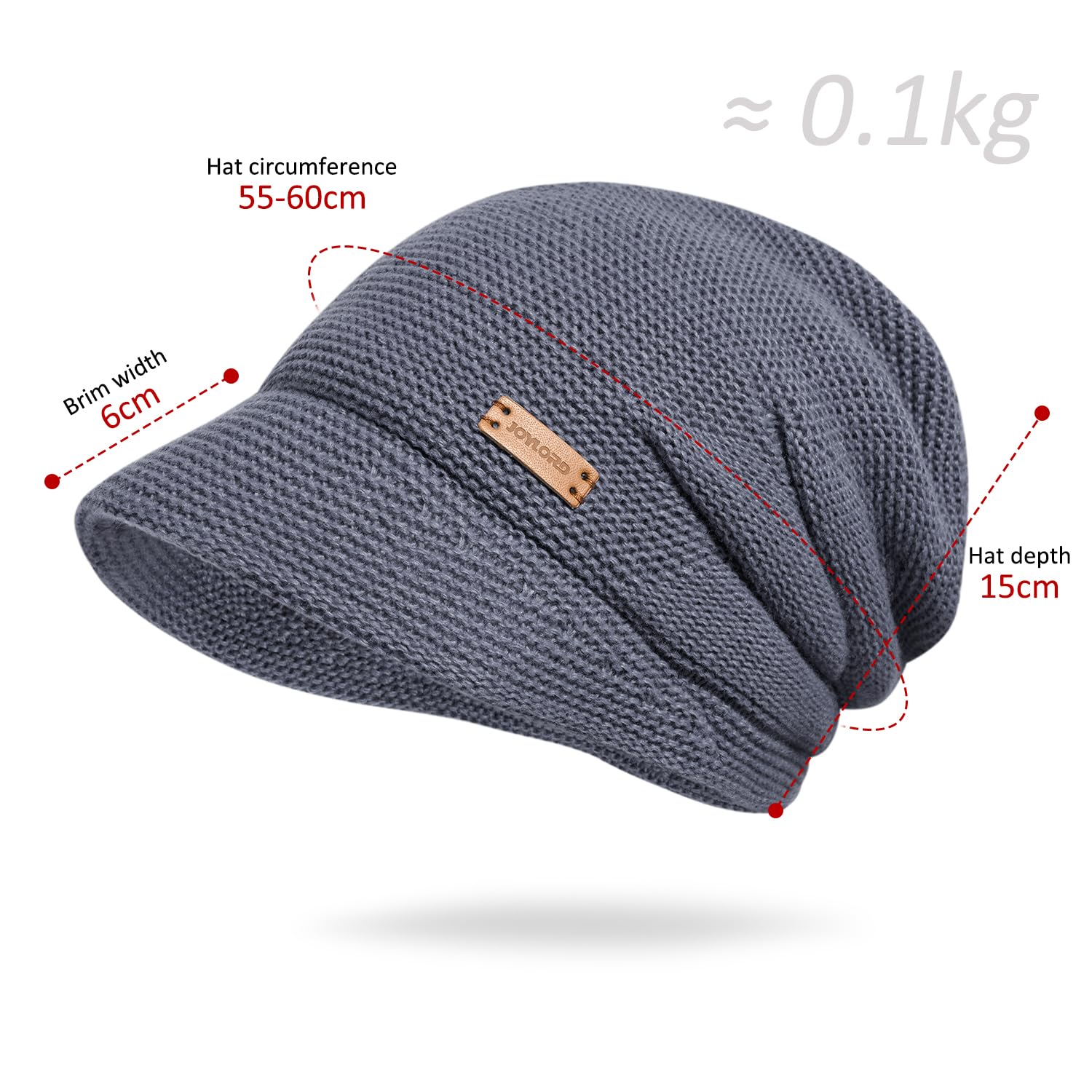 Women's winter brimless hat, with wool lining for warmth, knitted casual brimless hat with sun protection cap functionality