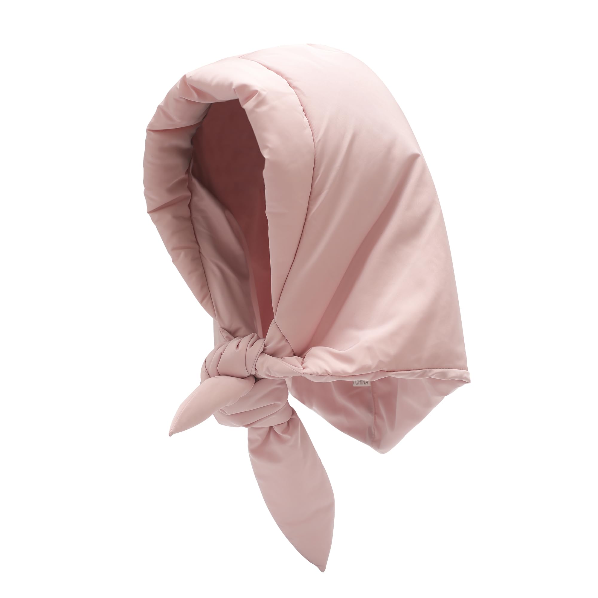 Women's winter down hat with windproof hood and soft warm scarf Balakrava skull cap without brim