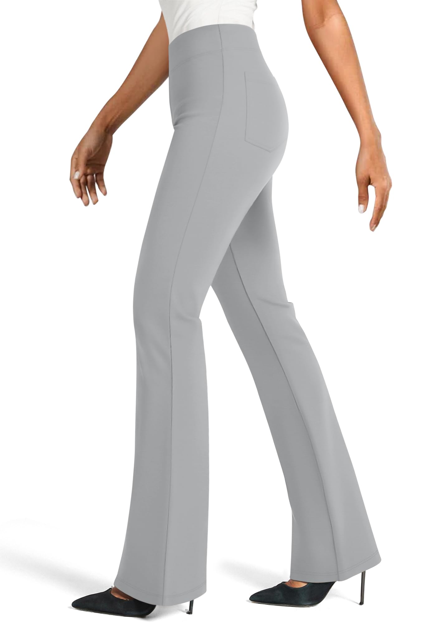 Womens Dress Pants High Waisted Flare Casual Slacks for Women Stretchy Boot Cut Work Trousers with Pockets