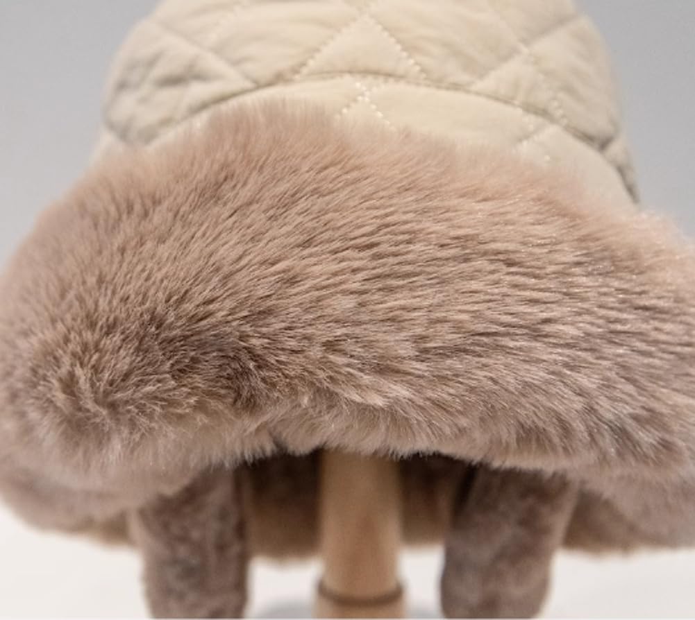 Winter suede boater hat with earflaps for ladies and gentlemen, plush faux fur boater hat without brim, aviator style round cap