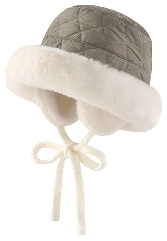 Winter suede boater hat with earflaps for ladies and gentlemen, plush faux fur boater hat without brim, aviator style round cap