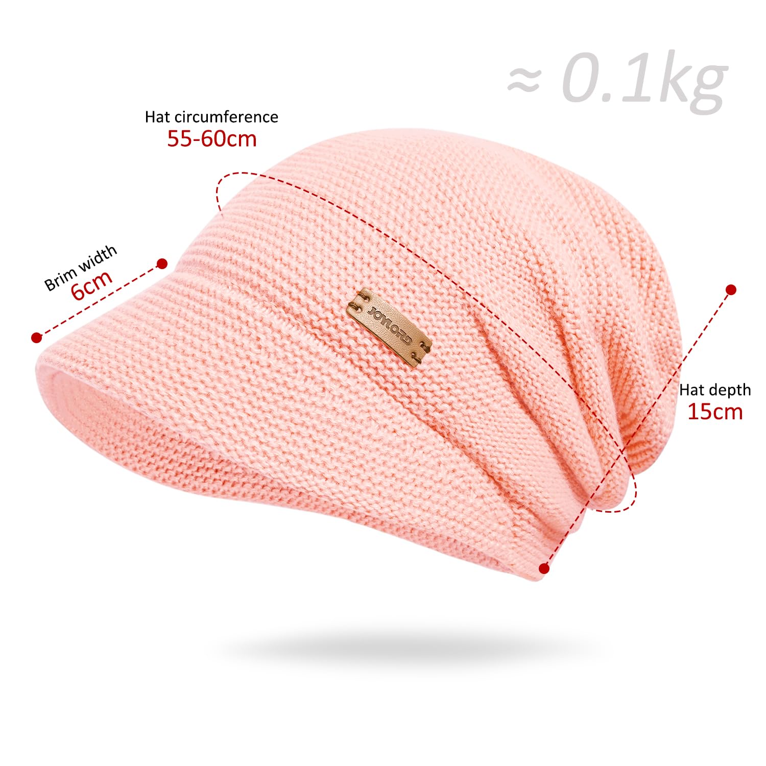 Women's winter brimless hat, with wool lining for warmth, knitted casual brimless hat with sun protection cap functionality