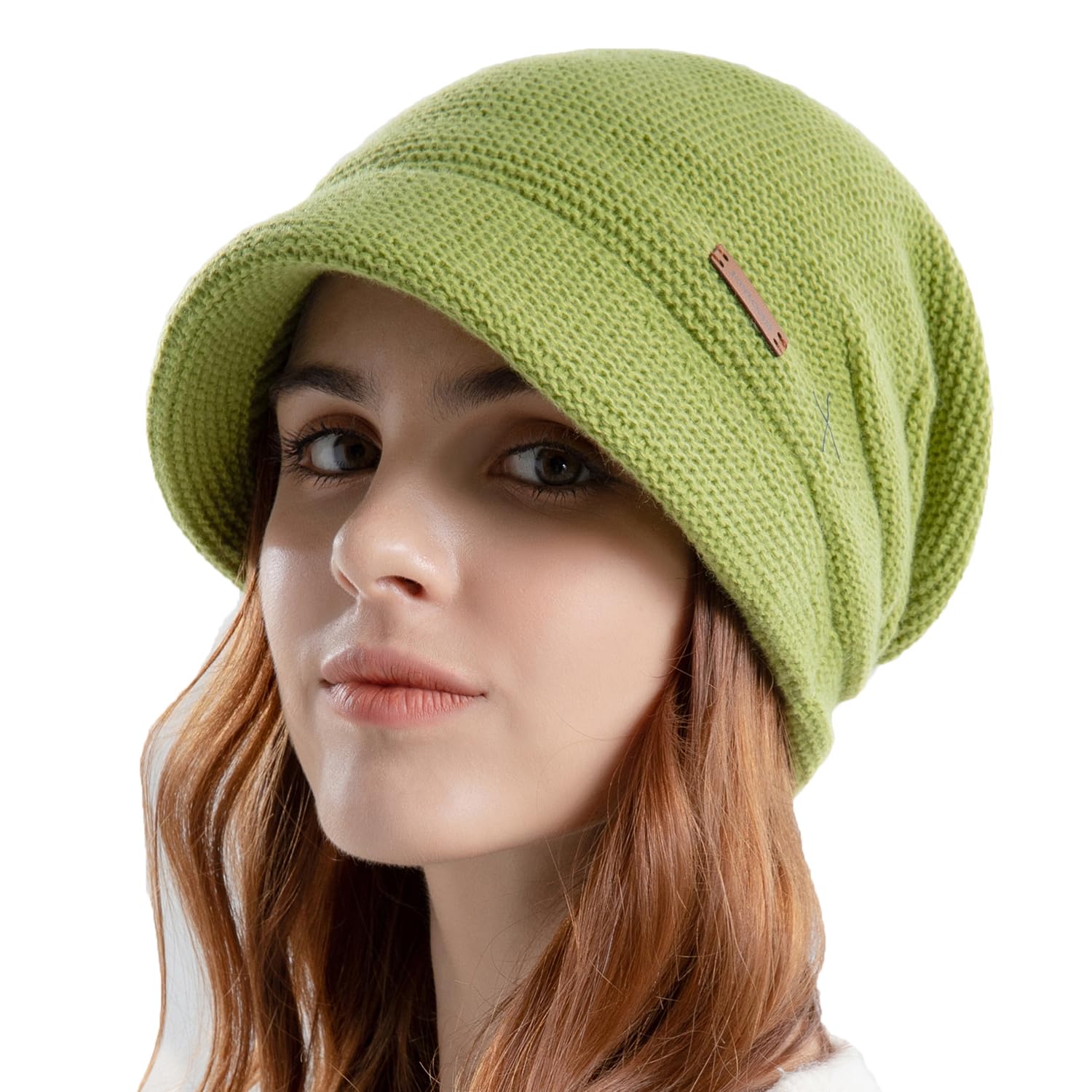 Women's winter brimless hat, with wool lining for warmth, knitted casual brimless hat with sun protection cap functionality