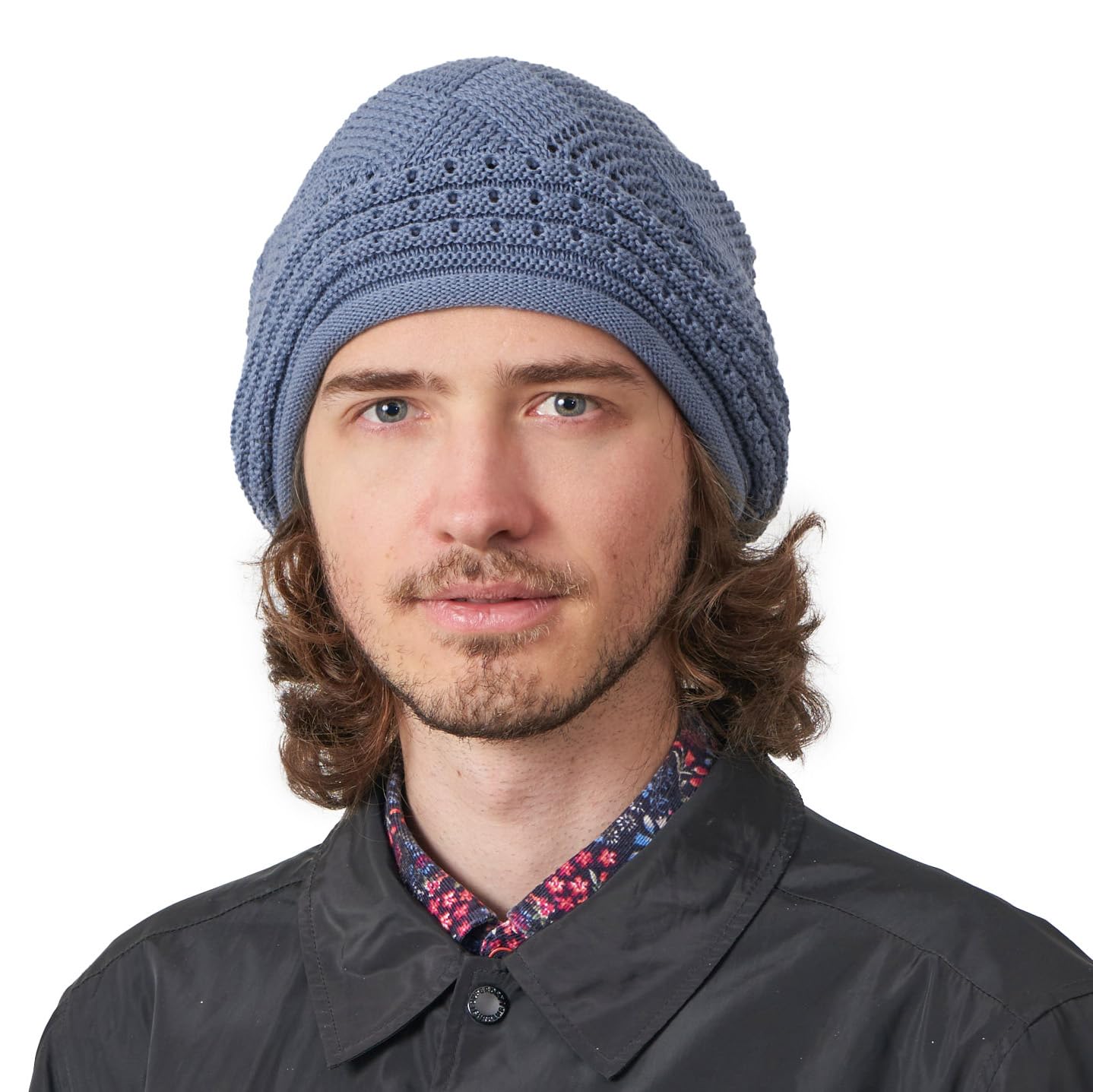 Women's oversized relaxed crochet beanie, men's cotton casual hat