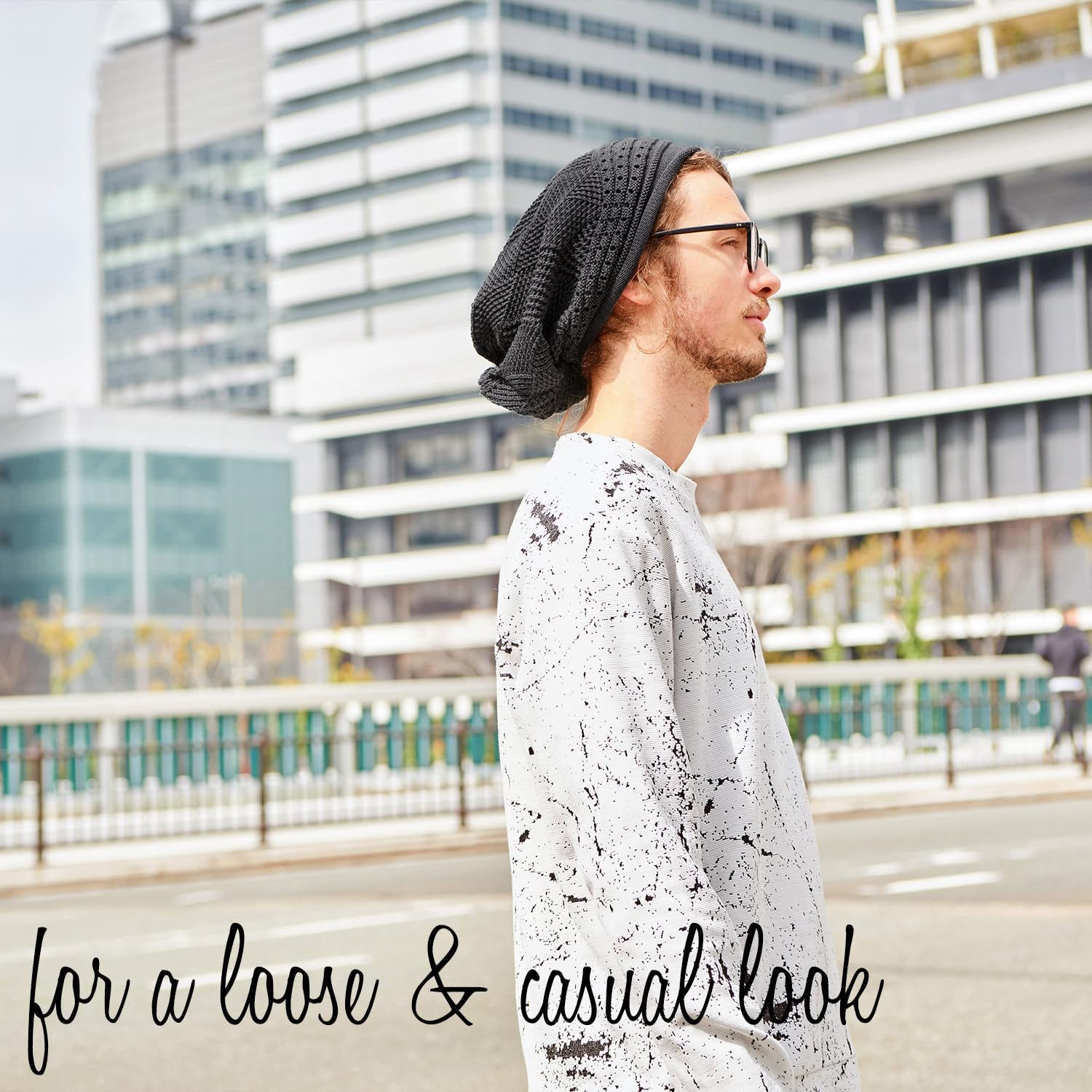 Women's oversized relaxed crochet beanie, men's cotton casual hat