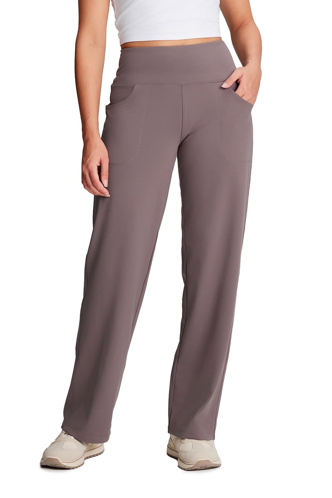 Women's High Rise Wide Leg Pants with Pockets Yoga Travel Lounge Trousers