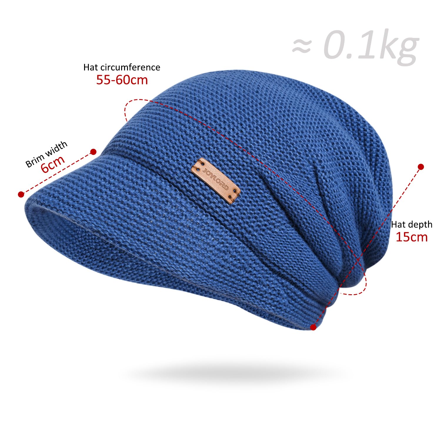 Women's winter brimless hat, with wool lining for warmth, knitted casual brimless hat with sun protection cap functionality