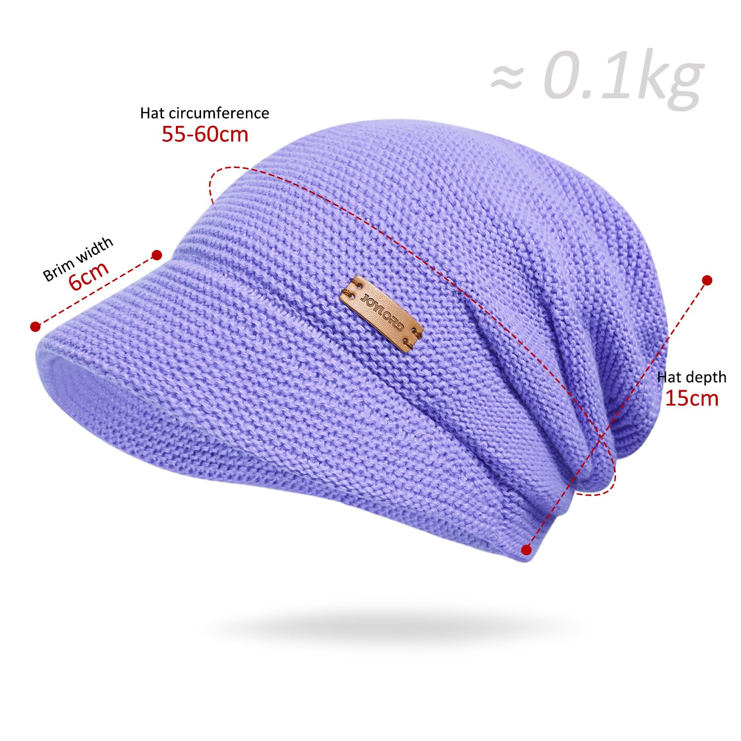 Women's winter brimless hat, with wool lining for warmth, knitted casual brimless hat with sun protection cap functionality