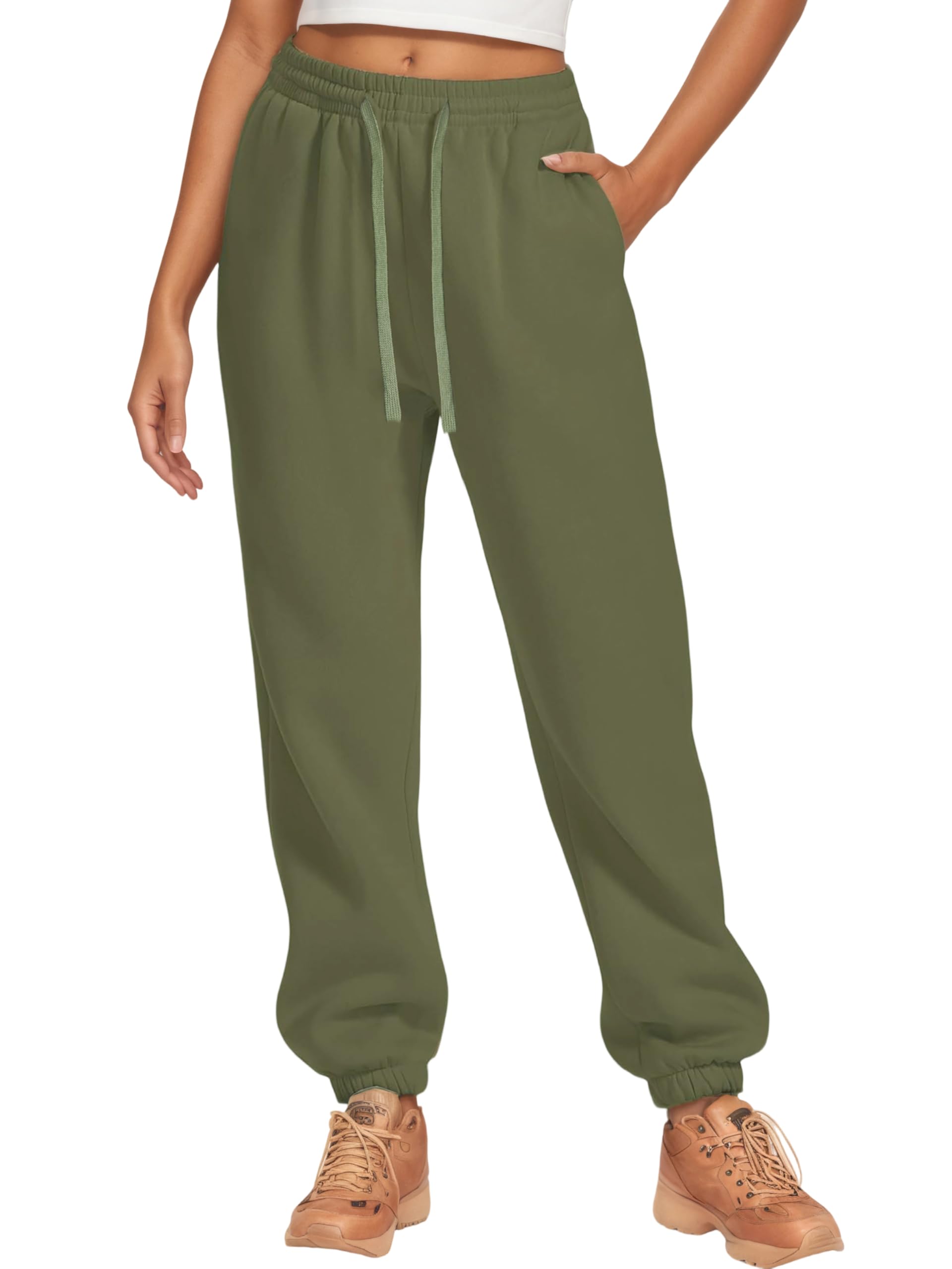 Women's Jogging Bottoms, Long Baggy Sweatpants, Comfortable Tracksuit Bottoms with Elastic Waistband and Pockets, Autumn, Winter, Loose Casual Trousers