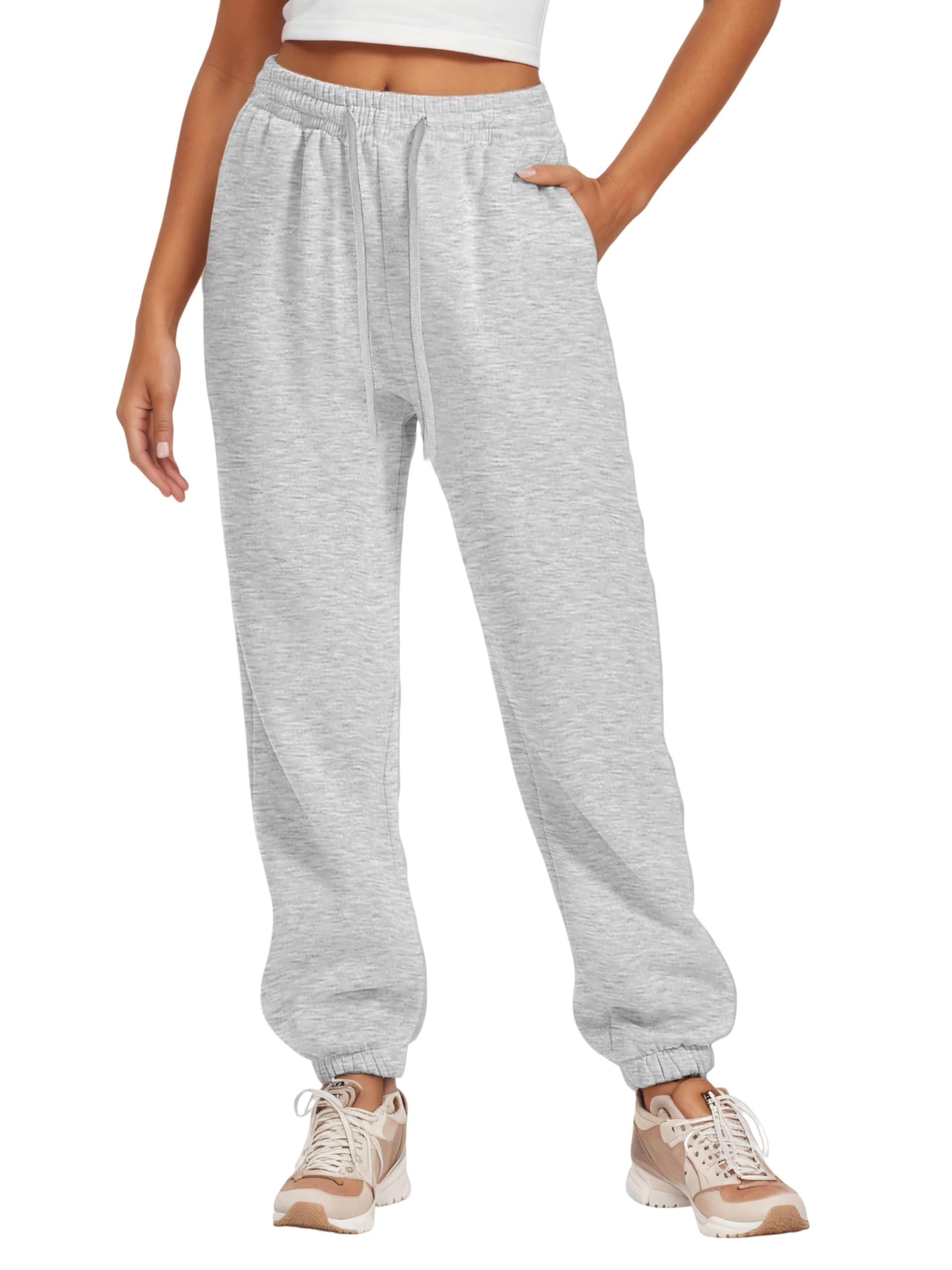 Women's Jogging Bottoms, Long Baggy Sweatpants, Comfortable Tracksuit Bottoms with Elastic Waistband and Pockets, Autumn, Winter, Loose Casual Trousers
