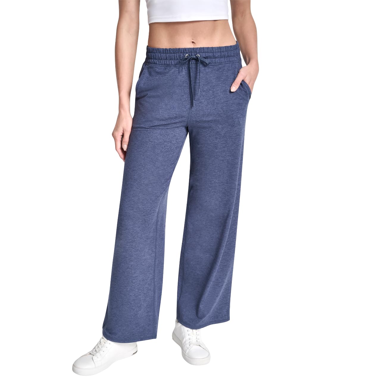 Womens Spacedye Mid Rise Wide Leg Sweatpants with Pockets