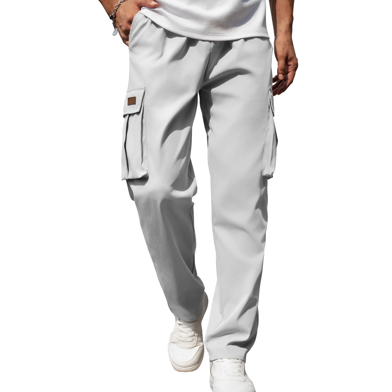Men's Casual Cargo Sweatpants Waist Drawstring Joggers Tactical Loose Fit Pants for Men with