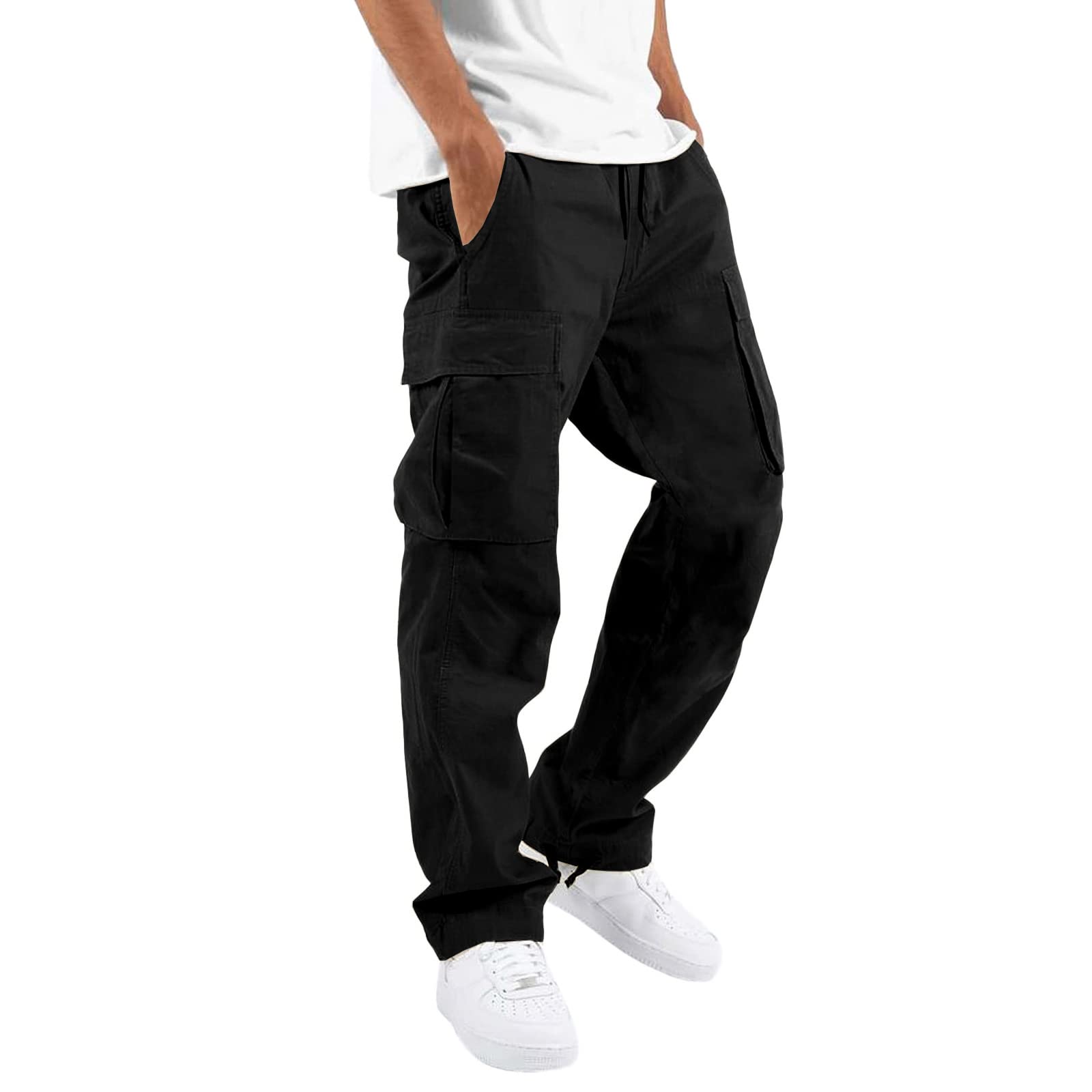 Mens Cargo Pants Casual Joggers Athletic Pants Cotton Loose Straight Sweatpants
