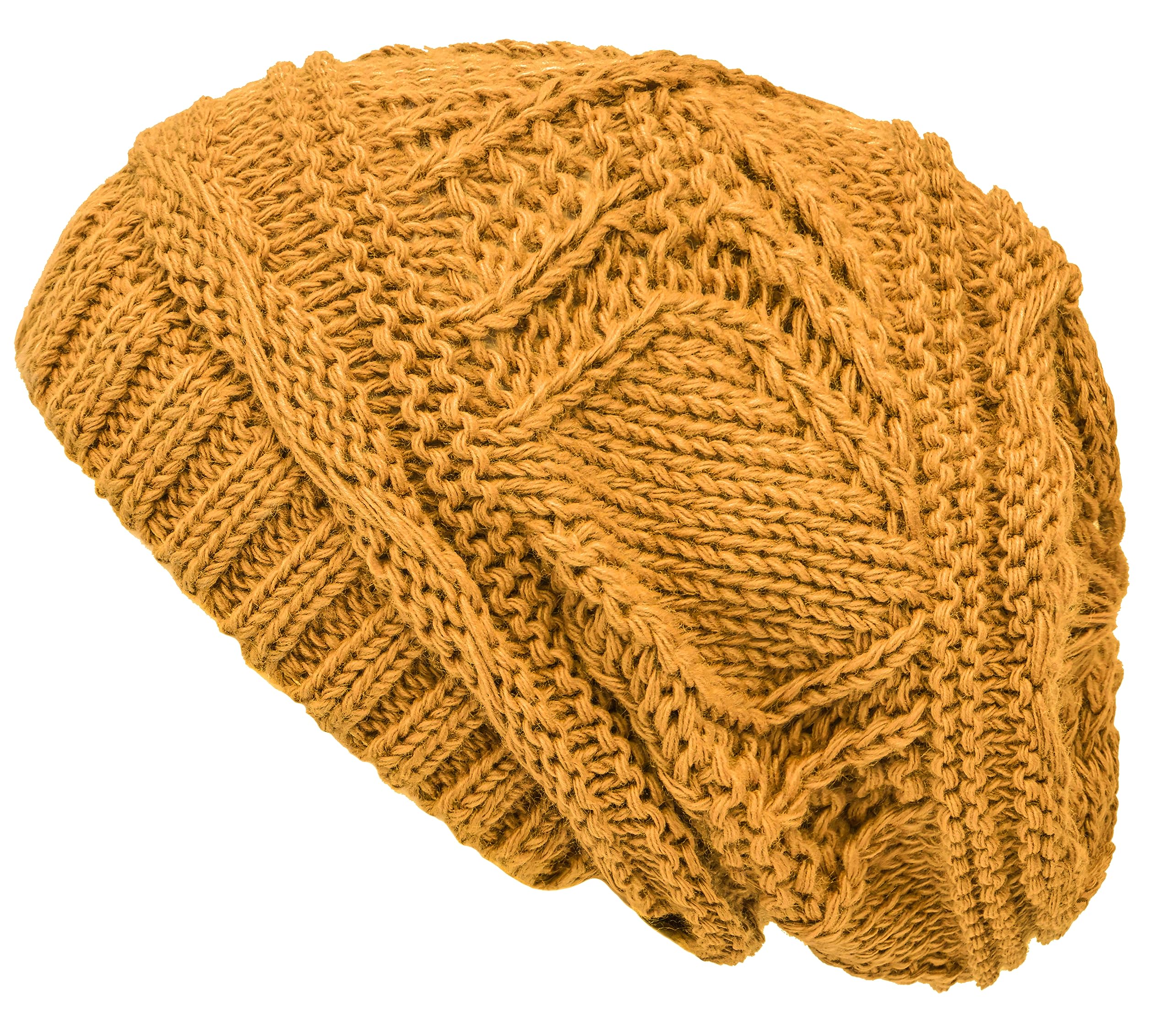 Knitted loose oversized soft and warm winter brimless hat for women. Comfortable, lightweight and versatile