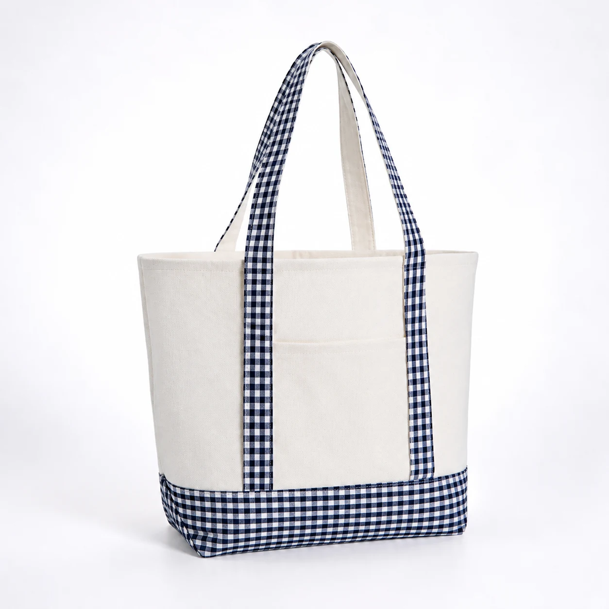 Canvas Tote with Checkered Handles — product view