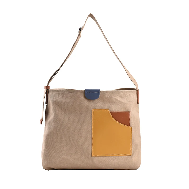 Canvas Tote with Contrast Front Pocket