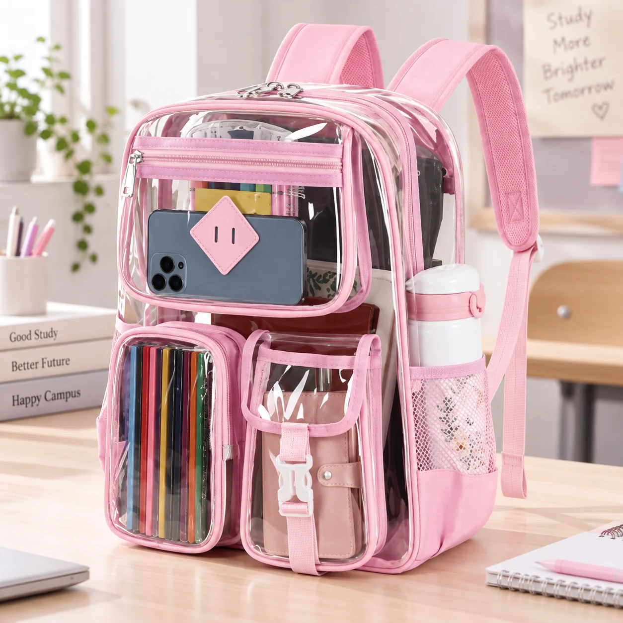 Clear Multi-Pocket Student Backpack — product view
