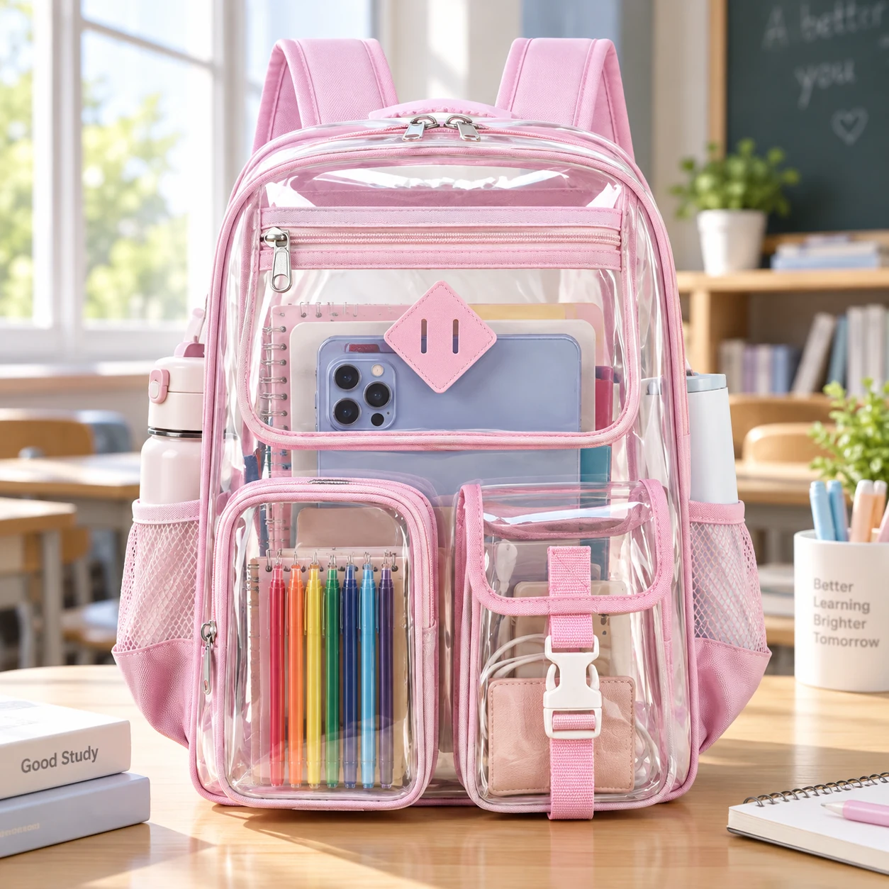 Clear Multi-Pocket Student Backpack — product view