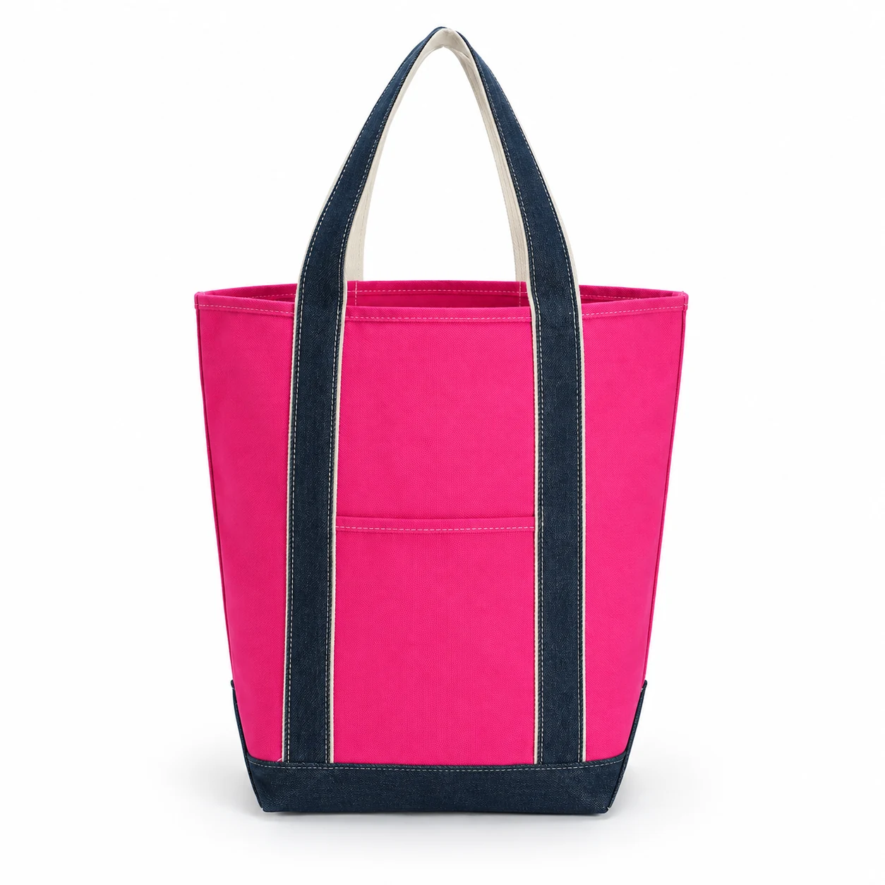 Contrast-Handle Canvas Shopping Tote