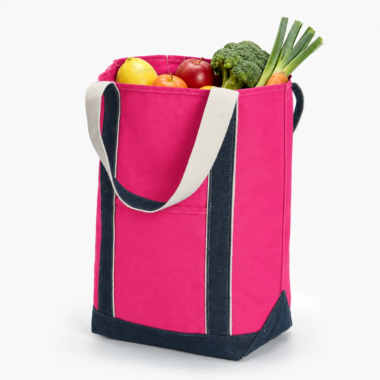 Contrast-Handle Canvas Shopping Tote — product view