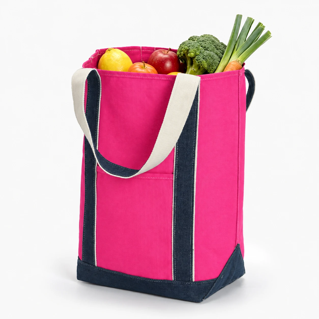 Contrast-Handle Canvas Shopping Tote — product view