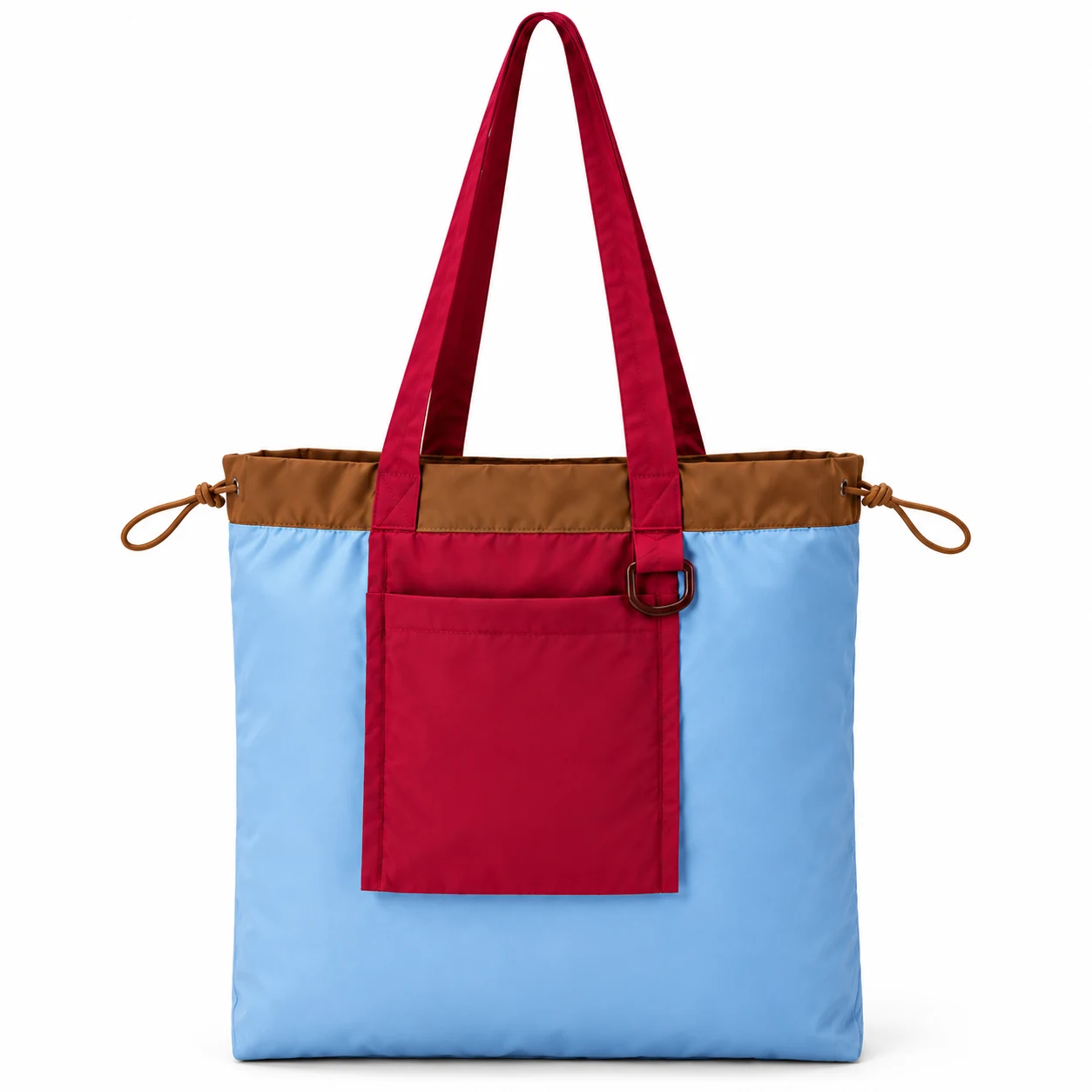 Drawstring Shopping Tote with Front Pocket — product view